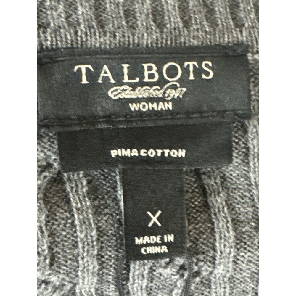 Talbots Womens Sz X US/12 Sweater Lightweight Gray Cable Knit 3/4 Sleeve NEW - Picture 5 of 7
